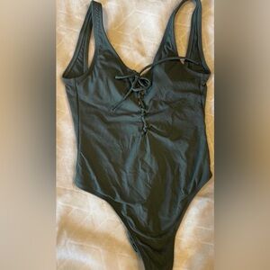 Olive Green XS one Piece Ladies swimsuit New High Cut Cheeky